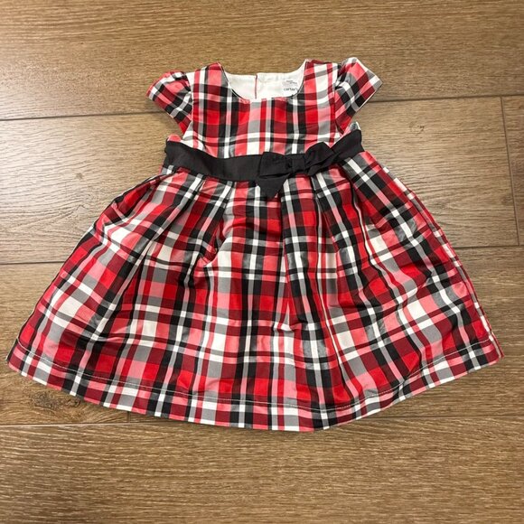 Carters Baby Girl Plaid Dress Holiday Special Occasion 6 Months Red/Black Bow - Picture 1 of 11